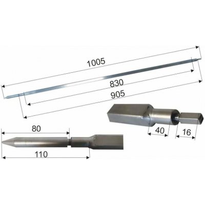 Marcel Tepl Grilovací jehla nerezová ocel 1000mm/14mm/2x8mm/6x6mm – HobbyKompas.cz