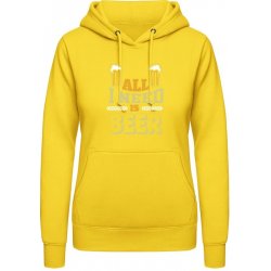 AWDis Hoodie mikina Vše, co potřebuji, je pivo Sluneční žlutá