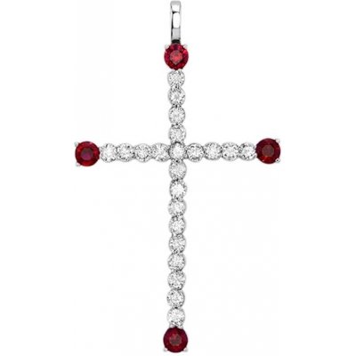 Diamond Spot Diamantový přívěsek kříž s rubíny ASDPVC4-R – Zboží Mobilmania