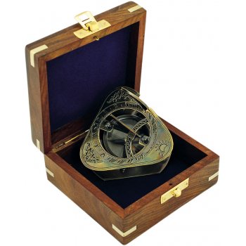 SEA CLUB Sluneční hodiny - kompas v dřevěném boxu antik 6,5 cm 8549
