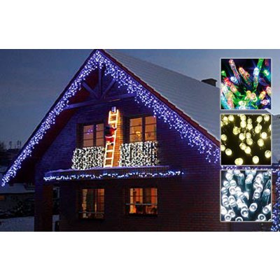 AUR Venkovní LED vánoční závěs 7mm LED modrá se záblesky 3m až 10m Délka osvětelné části + délka přívodního kabelu a počet LED: 3m+1.5m 138 LED