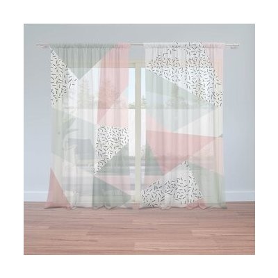 Sablio Záclony Obrazce v něžných barvách: 2ks 150x250cm – Hledejceny.cz