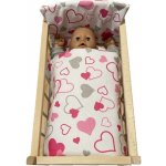 SDS Peřinky do postýlky pro panenky Srdíčka šedorůžová 1x 38x44 cm / 28x20 cm – Zbozi.Blesk.cz