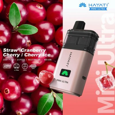 Hayati Mini Ultra Straw´ Cranberry Cherry Cherry Ice 20 mg 1500 potáhnutí – Hledejceny.cz