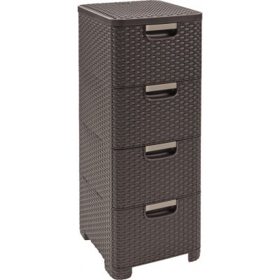 Curver Regál Style 4x14L se šuplíky tmavě hnědý – Sleviste.cz
