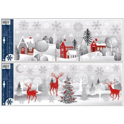 Okenní fólie domky a les s glitrem 21 x 59,5 cm – Hledejceny.cz