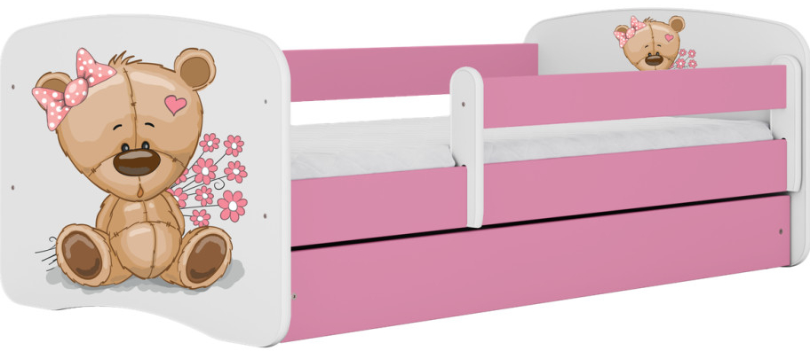 Kocot Kids Babydreams méďa s kytičkami růžová se šuplíky s matrací