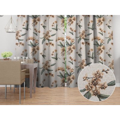Biante Bavlněný závěs Sandra SA-624 Hnědé orchideje na bílém 150x210 cm – Hledejceny.cz
