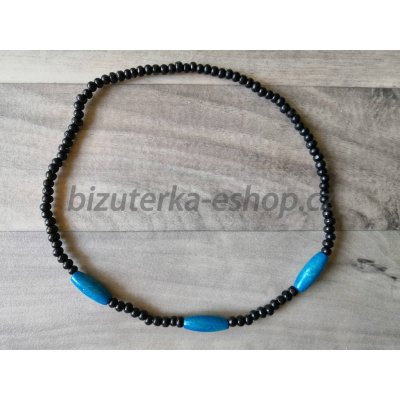 Bizuterka-eshop.cz dřevěné korále na krk černomodré BZ-07077 – Zboží Dáma