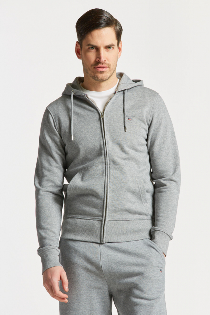 GANT D1. THE ORIGINAL FULL ZIP HOODIE šedá