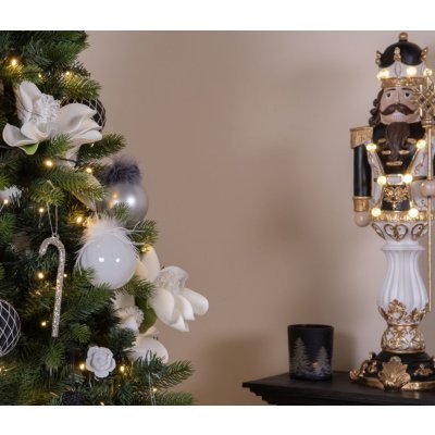 Clayre & Eef Černo-zlatá vánoční dekorace socha Louskáček s Led světýlky - 21*20*67 cm – Hledejceny.cz