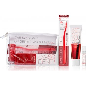 Swissdent Emergency Red 501 ml Extreme Whitening Toothpaste + 9 ml Extreme Mouth Spray + Soft Toothbrush + Cosmetic Bag dárková sada