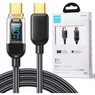 JoyRoom S-CC100A4 Type-C - Type-C, digitální displej, 100W Fast Charging, 480Mbps, 1,2m, černý – Zboží Mobilmania