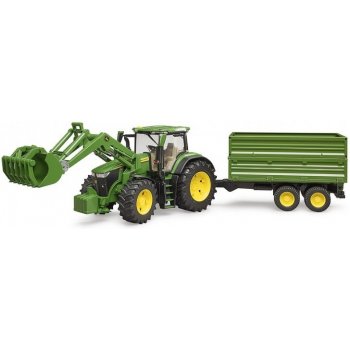 Bruder 3155 Traktor John Deere 7R 350 s čelním nakladačem a přívěsem