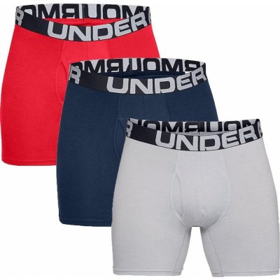 Under Armour Charged Cotton 6in 3 Pack Red/Academy/Mod Gray