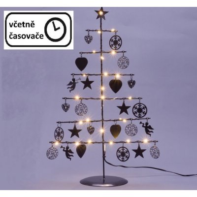 Nexos 67072 Vánoční kovový dekorační strom černý 25 LED teple bílá