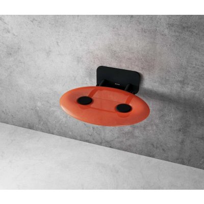 RAVAK Ovo P II Sprchové sedátko Orange/Black 410x350 mm černá/průsvitně oranžová B8F0000058