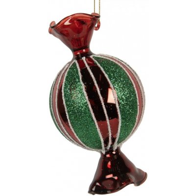 Clayre & Eef Vánoční skleněná závěsná ozdoba červený bonbón - 7*4*12 cm – Hledejceny.cz