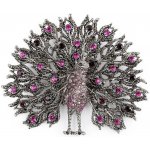 Prima-obchod Brož s broušenými kamínky páv 1 fuchsia 127987 – Zbozi.Blesk.cz