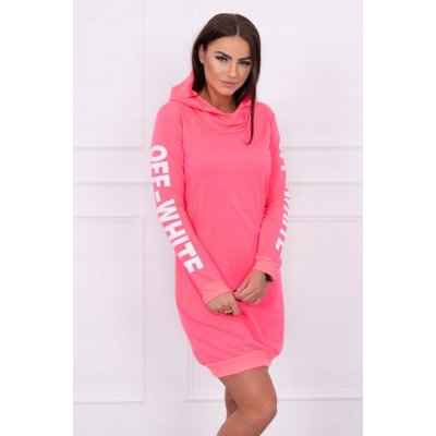 Fashionweek sportovní šaty s kapucí Off white K62072 růžový neon – Zboží Mobilmania