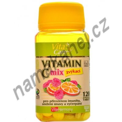 VitaHarmony Vitamín C 100 mg MIX Pomeranč malina 120 tablet – Zbozi.Blesk.cz