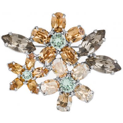 Preciosa Blyštivá brož s křišťálem Preciosa Caramel Bloom Candy 2445 70 – Zboží Dáma