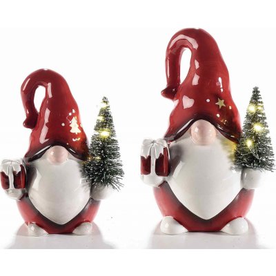 14ZERO3 LED figurka vánoční skřítek porcelán/červená LR44 Velikost: Menší