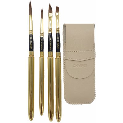 Charvin Štětce přírodní Sobol cestovní 4 kusy sada Pouzdro Eko kůže – Zboží Dáma