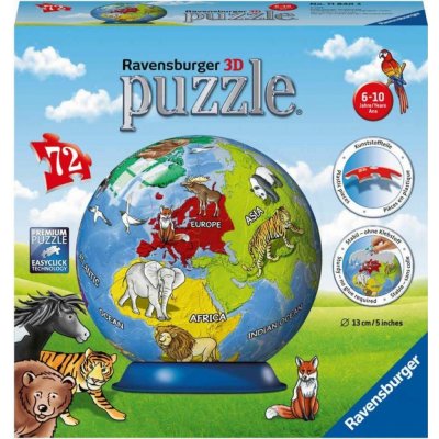 Ravensburger 3D puzzleball globus se zvířaty anglický 72 ks – Zbozi.Blesk.cz