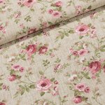 Směsové plátno VERA ROSA růže na pytlovině, růžová, š.140cm (látka v metráži) – Hledejceny.cz