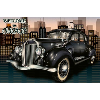 Dimex MS-5-2175 Vliesová fototapeta Chicago retro plakát rozměry 375 x 250 cm – Zboží Mobilmania