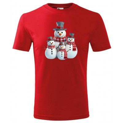 NakupTextil dětské Vánoční tričko Sněhuláci 07-červená – Zboží Dáma