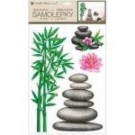 Room Decor 10498 Samolepicí dekorace na stěnu zelený bambus a plastické kameny rozměry 30 x 50 cm – Sleviste.cz