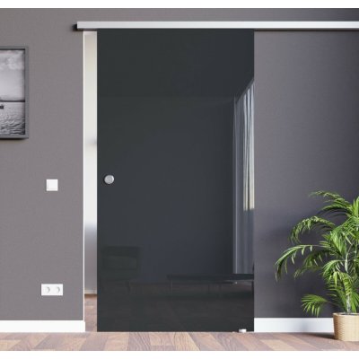 Amod Black černé skleněné posuvné dveře 77,5 x 205 cm s mušlí – Zboží Mobilmania