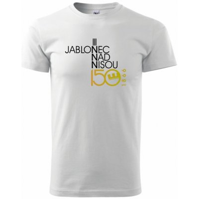 Jablonec nad Nisou 150 let Oslavuji svoje město klasické pánské triko bílá – Zboží Mobilmania