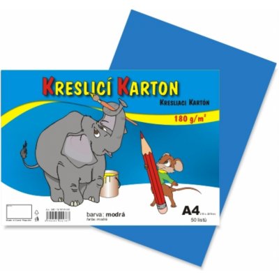 Kreslicí karton A4 - 180g/m2, 50 listů, světle modrý – Zboží Dáma
