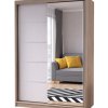 Šatní skříň Idzczak Neomi 05 120 cm s posuvnými dveřmi a zrcadlem Stěny dub / bílá