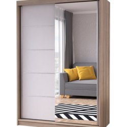 Idzczak Neomi 05 120 cm s posuvnými dveřmi a zrcadlem Stěny dub / bílá