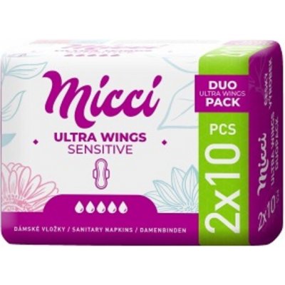 Micci Ultra Wings Sensitive intimní vložky s křidélky Duo 2 x 10 ks – Zboží Dáma