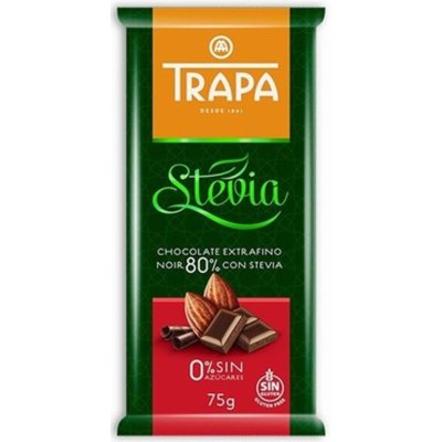 Trapa Hořká čokoláda 80% se sladidlem se stévií 75 g