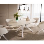 DELIFE Edge oválný 220 x 120 keramika LaminamTravertino Bianco krémově bílý Zenthara hranatý kov bílý – Hledejceny.cz