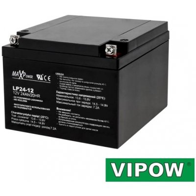 VIPOW Baterie olověná 12V / 24Ah bezúdržbový akumulátor – Zboží Mobilmania