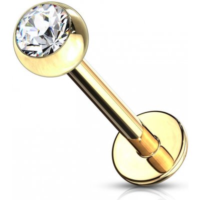 Šperky4U pozlacený piercing do brady labreta čirý zirkon LB1033C-1206 – Zboží Mobilmania
