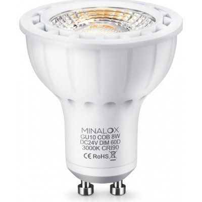 Minalox Stmívatelná LED žárovka GU10 8W 24V 60° 3000K MNLXLBGU10/8W/24/60/3000