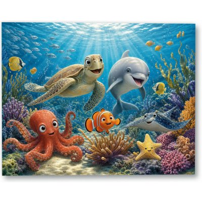 Plakát – Veselí podmořští kamarádi 100 × 80 cm Bez rámu Bez rámu Ne – Hledejceny.cz