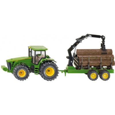 Siku John Deere Farmer Traktor s lesním přívěsem 1:50