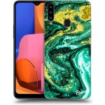 Pouzdro Picasee silikonové Samsung Galaxy A20s - Green Gold černé