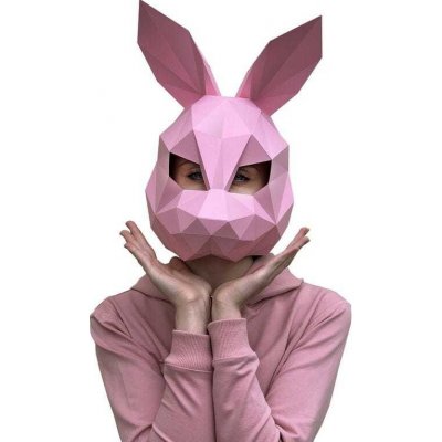 papírový model 3D maska zajíc růžová – Zbozi.Blesk.cz