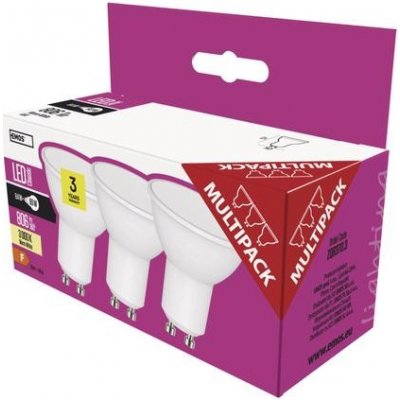 Emos LED žárovka MR16, 9W/60W GU10, WW teplá bílá, 806 lm, Classic, F, 3 PACK – Zboží Mobilmania