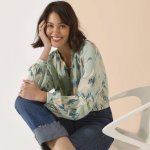 Košilová halenka s potiskem zelená/modrá – Zboží Dáma